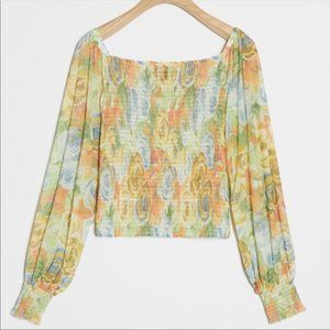 New Anthropologie Floral Rouen Smocked Top M Medium NWT